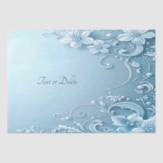 Papel De Seda Blue Decorative Floral Tissue Paper (Anverso)