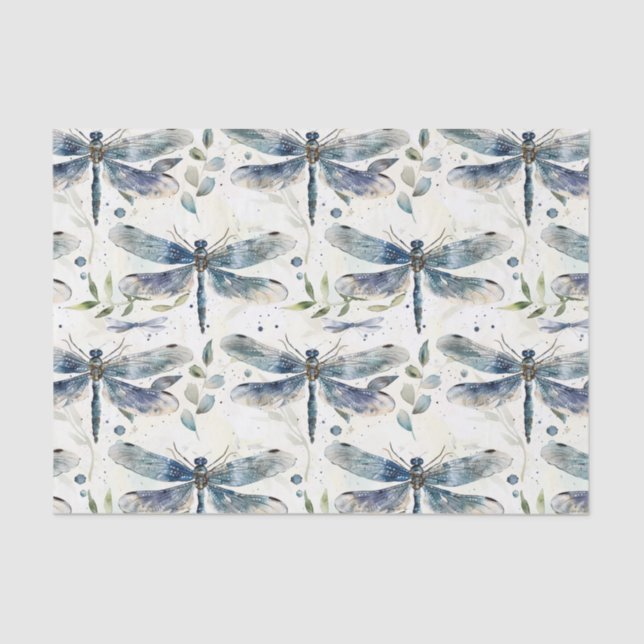 Papel De Seda Blue Dragonflies Brillante Shower (Anverso)