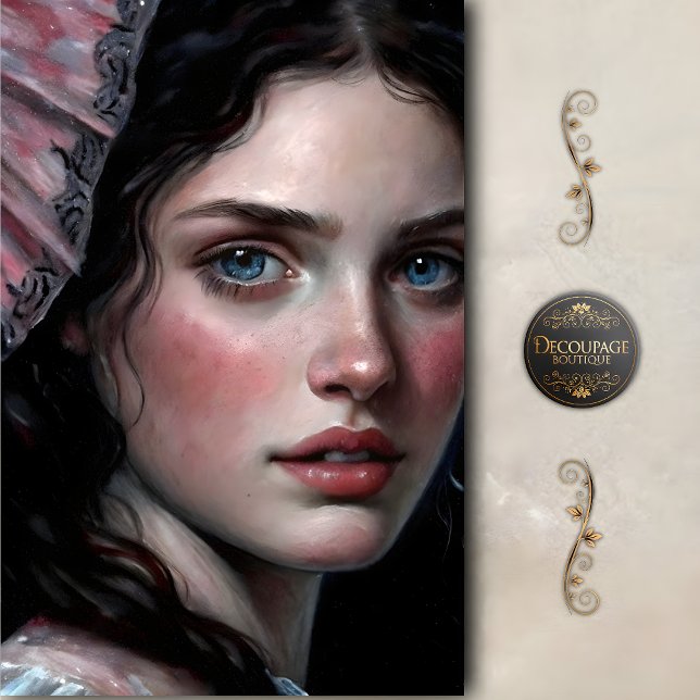 Papel De Seda Blue Eyed Beauty in Bonnet Decoupage (Blue Eyed Beauty in Bonnet Decoupage tissue Paper)