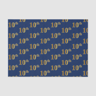 Papel De Seda Blue, Faux Gold 10th (Décimo) Event Tissue Paper