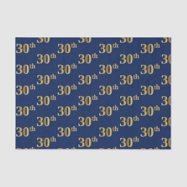 Papel De Seda Blue, Faux Gold 30th (Treinta) Event (Anverso)