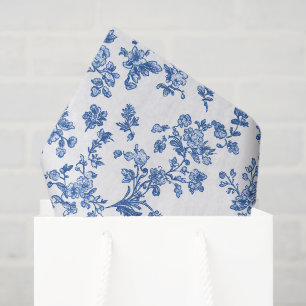 Papel De Seda Blue Floral Chinoiserie Toile Gingham