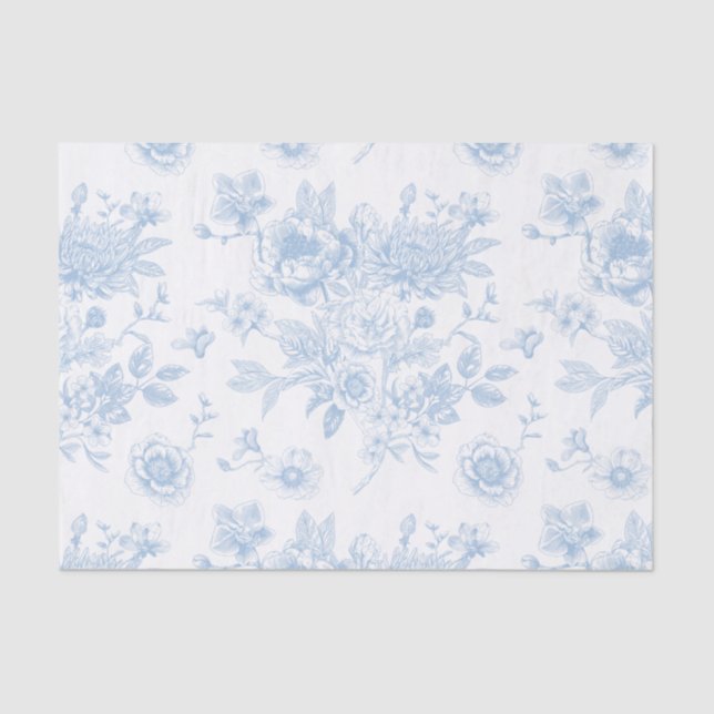 Papel De Seda Blue Floral Toile (Anverso)