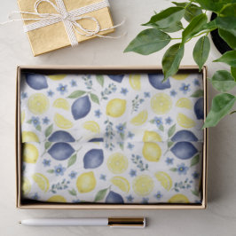 Papel De Seda Blue French Country Lemon Pattern