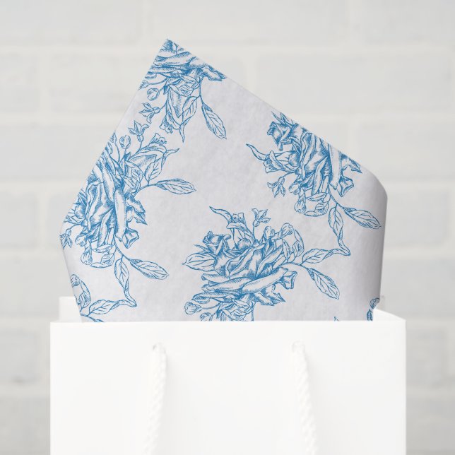 Papel De Seda Blue French Toile Pattern (Bolsa de regalo)