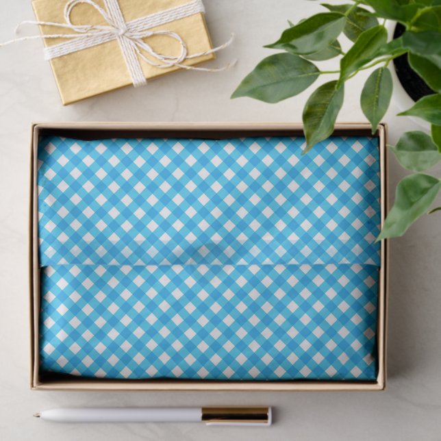 Papel De Seda Blue Gingham Pattern (Regalo )