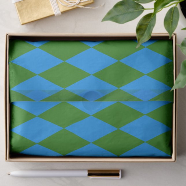 Papel De Seda Blue Green Harlequin Checkered Design  (Subido por el creador)