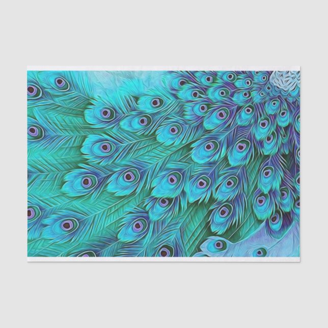 Papel De Seda Blue Green Peacock Tissue Paper (Anverso)