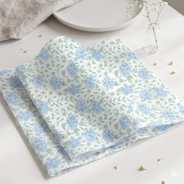 Papel De Seda Blue Green Wildflower Watercolor (Blue Green Wildflower Watercolor Tissue Paper)