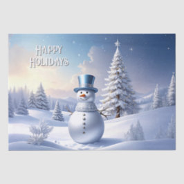 Papel De Seda Blue Hat Snowman Christmas Tree Holiday