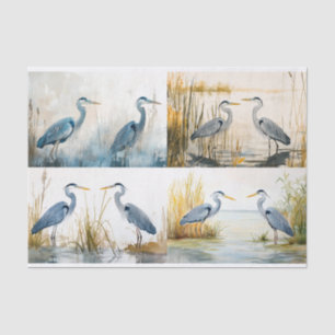 Papel De Seda Blue Herons Collage 2 Decoupage Paper