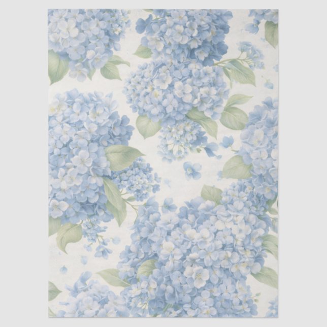 Papel De Seda Blue Hydrangea Floral Tissue Paper (Anverso)