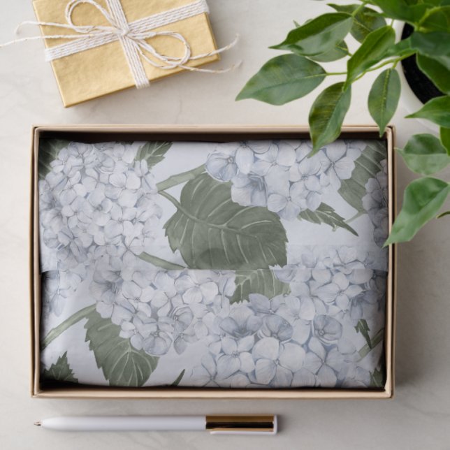 Papel De Seda Blue Hydrangea Garden Floral  (Regalo )