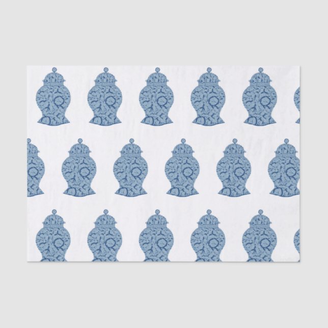 Papel De Seda Blue Jar Ginger Jars Mosaic Wrapee Paper (Anverso)
