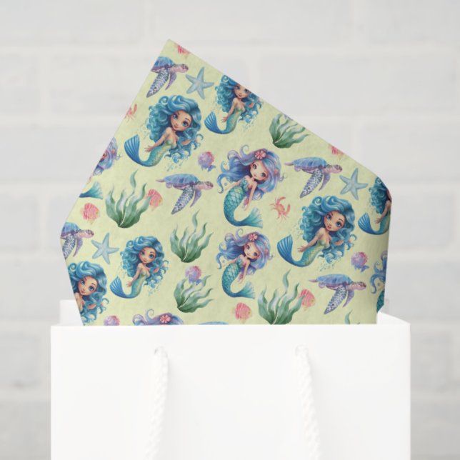 Papel De Seda Blue Mermaid Tissue Paper in Yellow (Bolsa de regalo)