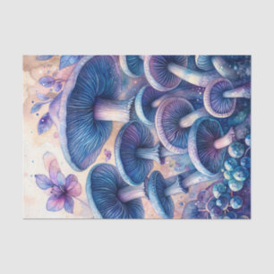Papel De Seda Blue Millage Mushroom Watercolor Art