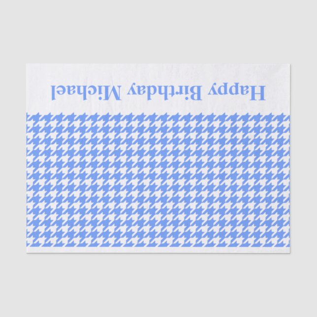 Papel De Seda Blue Modern Houndstoth con mensaje personalizado (Anverso)