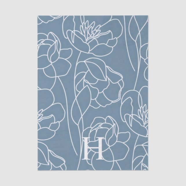 Papel De Seda Blue Modern Wildflower (Anverso)