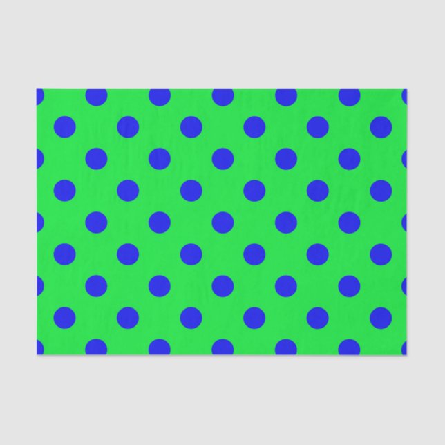 Papel De Seda Blue On Green Polka Dots Pattern Design  (Anverso)