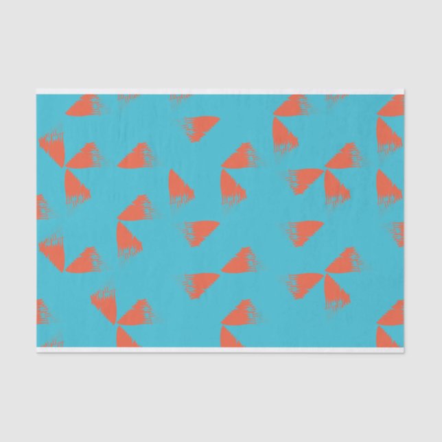 Papel De Seda Blue, orange, vibrant, trendy geometric pattern (Anverso)