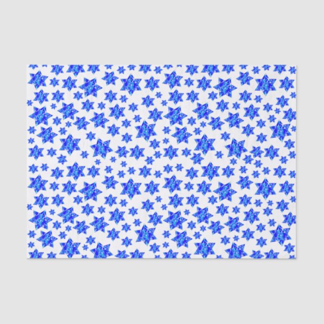 Papel De Seda Blue Paint Splatter Jewish Stars (Anverso)