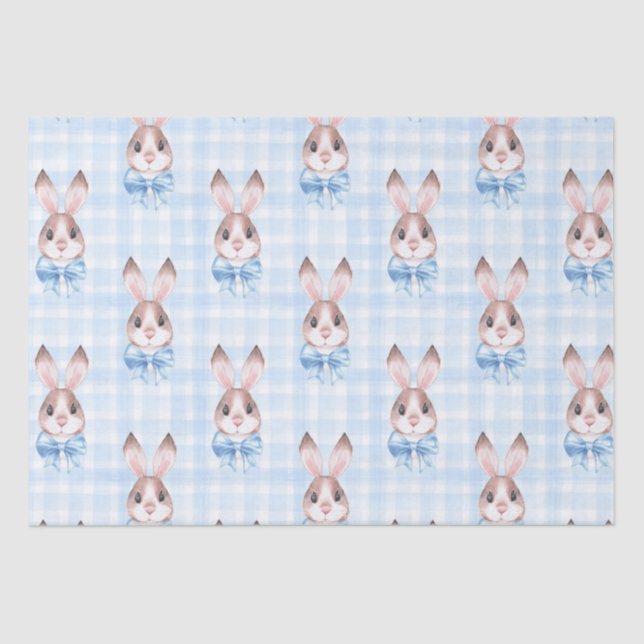 Papel De Seda Blue Pastel Bunny Rabbit Gift (Anverso)