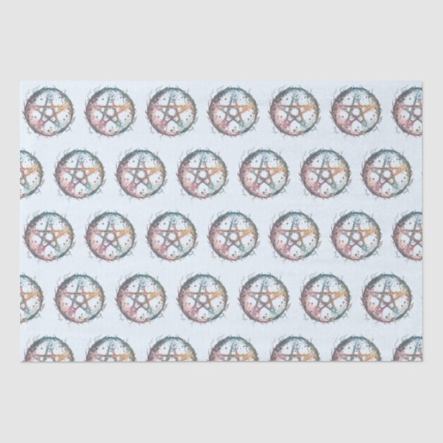Papel De Seda Blue Pentagram Witchcraft Blue Halloween (Anverso)