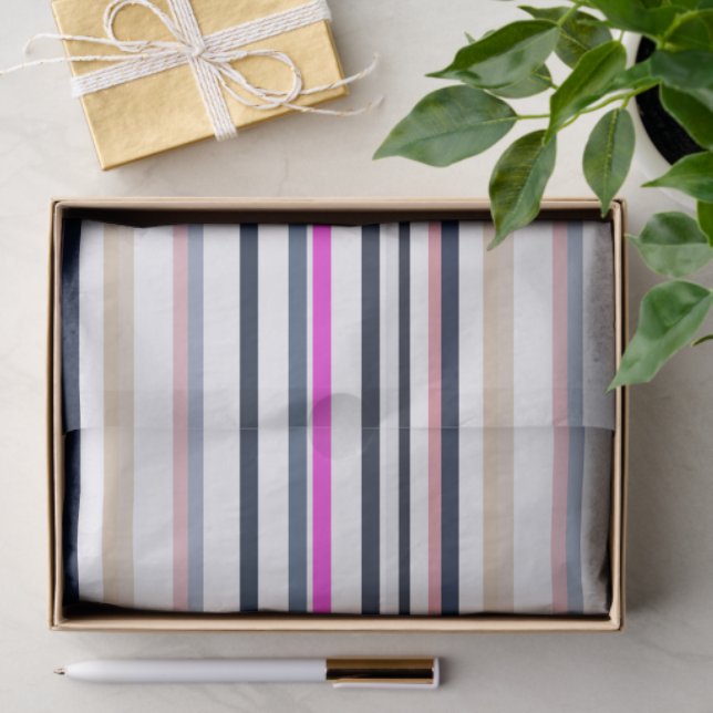 Papel De Seda Blue Pink and Sand Stripes (Regalo )