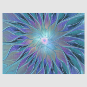 Papel De Seda Blue Purple Flower Dream Resumen arte fractal