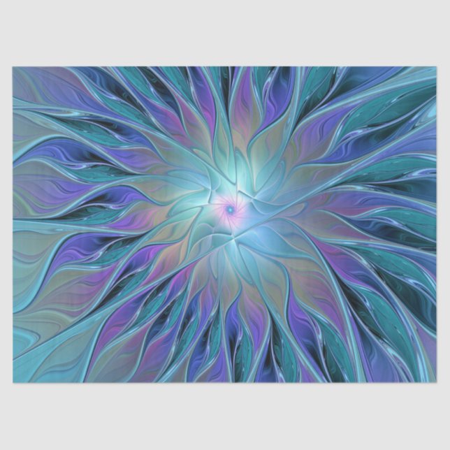 Papel De Seda Blue Purple Flower Dream Resumen arte fractal (Anverso)