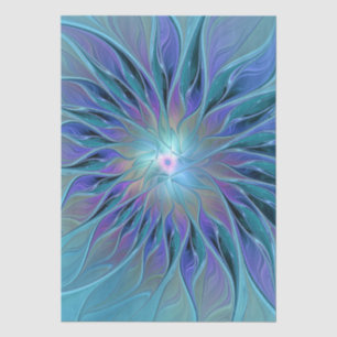 Papel De Seda Blue Purple Flower Dream Resumen arte fractal