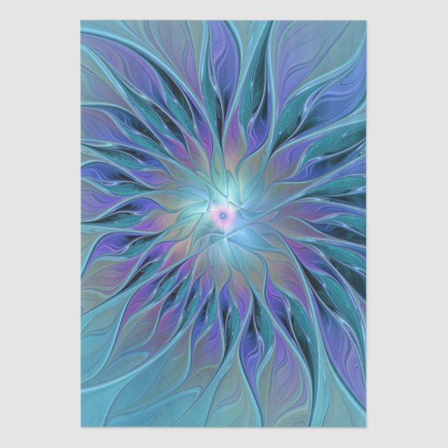 Papel De Seda Blue Purple Flower Dream Resumen arte fractal (Anverso)