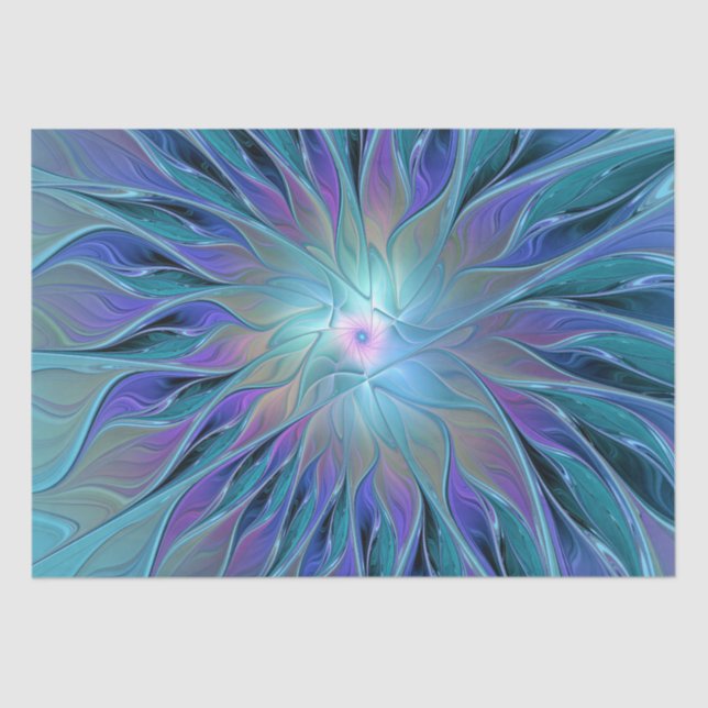 Papel De Seda Blue Purple Flower Dream Resumen arte fractal (Anverso)