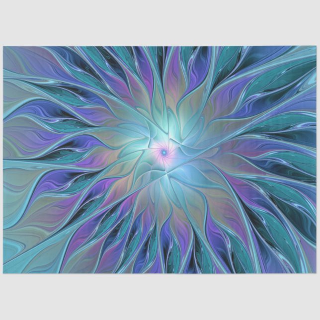 Papel De Seda Blue Purple Flower Dream Resumen arte fractal (Anverso)