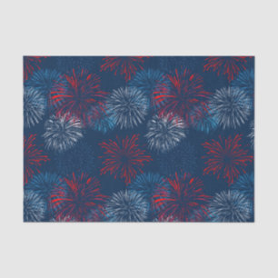 Papel De Seda Blue Red White 4 de julio de fuegos artificiales