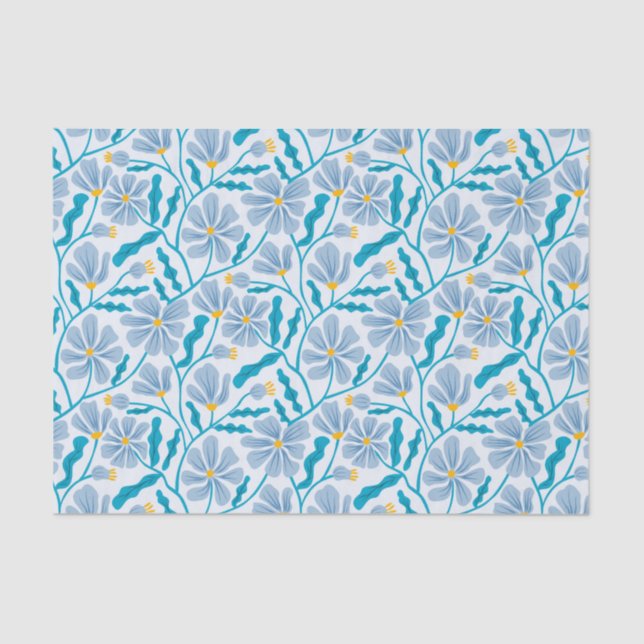 Papel De Seda Blue Retro Floral Pattern (Anverso)