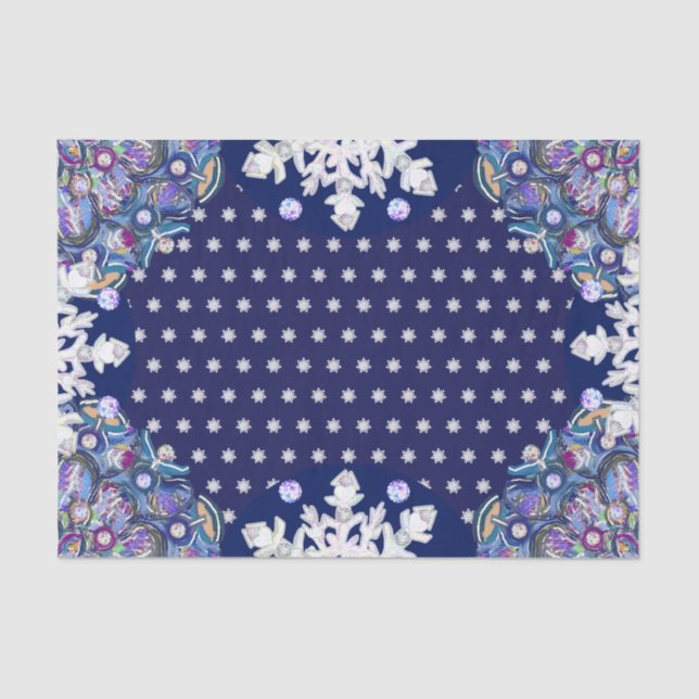 Papel De Seda Blue rosace & snowflake (Anverso)
