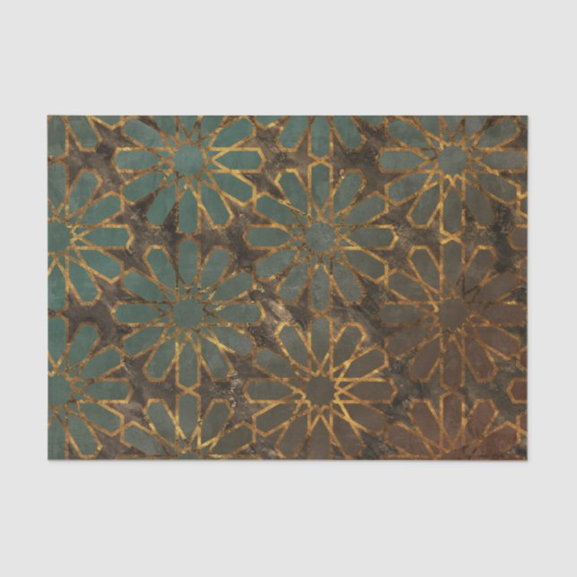Papel De Seda Blue Rosy Brown Arabesque (Anverso)