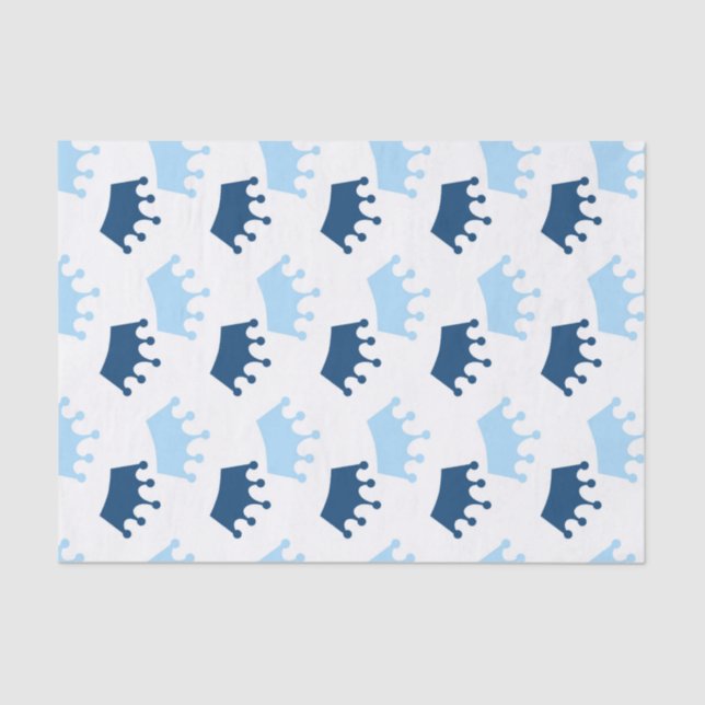 Papel De Seda Blue Royal Crowne Fairytale Princess Baby Shower (Anverso)