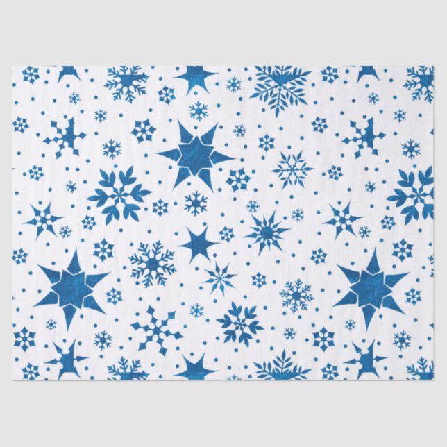 Papel De Seda Blue Snowflake Pattern (Anverso)