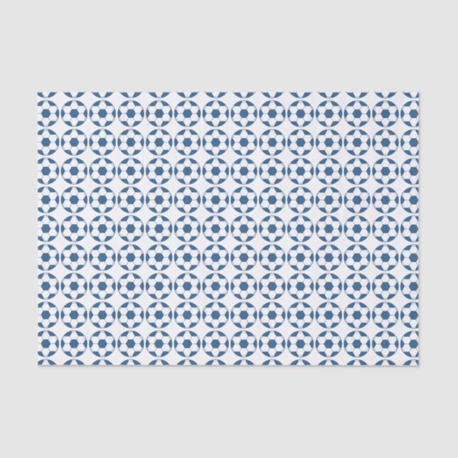 Papel De Seda Blue Soccer Footballs Pattern (Anverso)