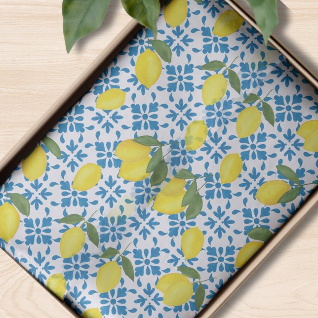 Papel De Seda Blue Tile French Country Lemon Pattern (Subido por el creador)
