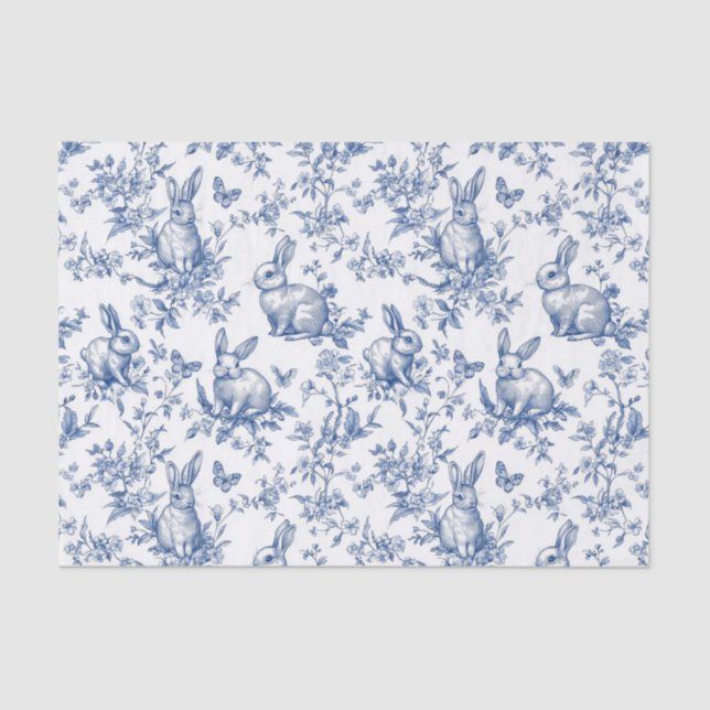 Papel De Seda Blue Toile De Jouy Easter Bunny (Anverso)