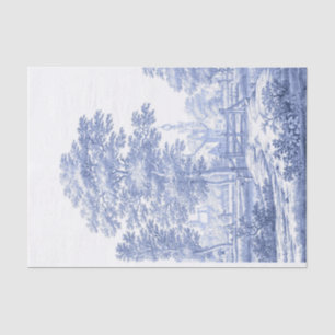 Papel De Seda Blue Toile Vintage French Pastoral Bridge Bot II