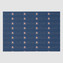 Papel De Seda Blue Vintage Festive Santa Claus Feliz Navidad