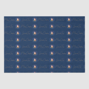 Papel De Seda Blue Vintage Festive Santa Claus Feliz Navidad