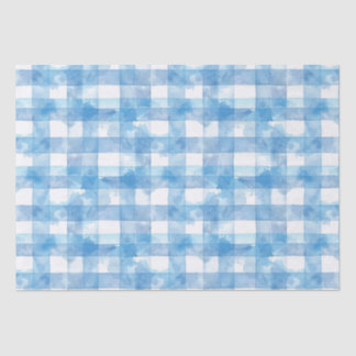 Papel De Seda Blue Watercolor Gingham