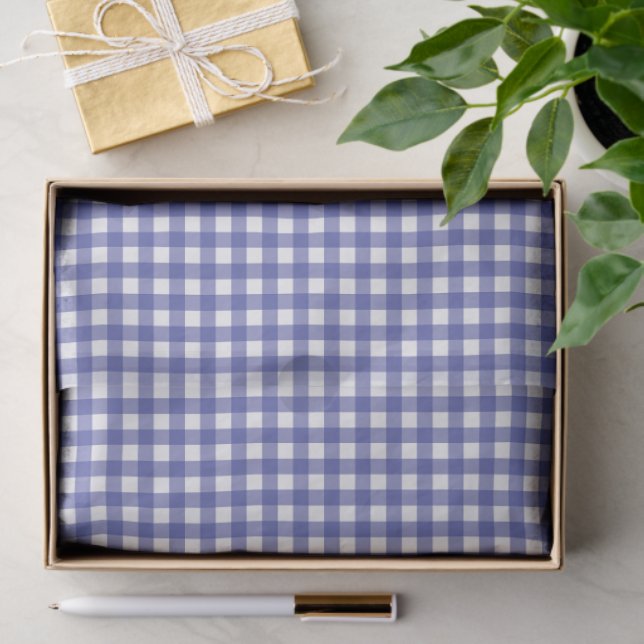 Papel De Seda Blue White Gingham (Regalo )