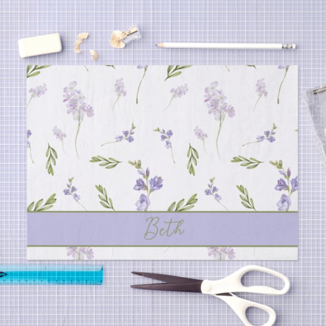 Papel De Seda Blue Wildflower Watercolor Tissue Paper (Artesanía)