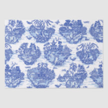 Blue Willow Animal Rabbit Deer Fox Bird Toile Art